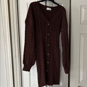 Sage Dark Brown Cable Knit dress